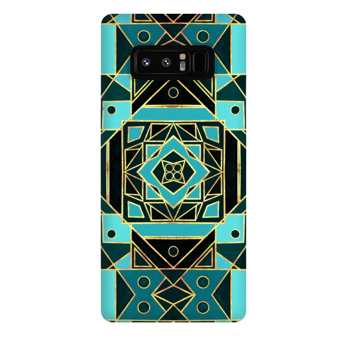 Galaxy Note 8 StrongFit Gold & Teal Art Deco  by Tigatiga