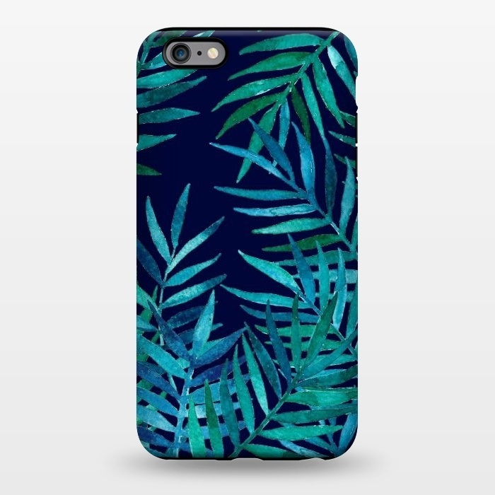 iPhone 6/6s plus StrongFit Watercolor Palm Leaves on Navy Blue by Micklyn Le Feuvre