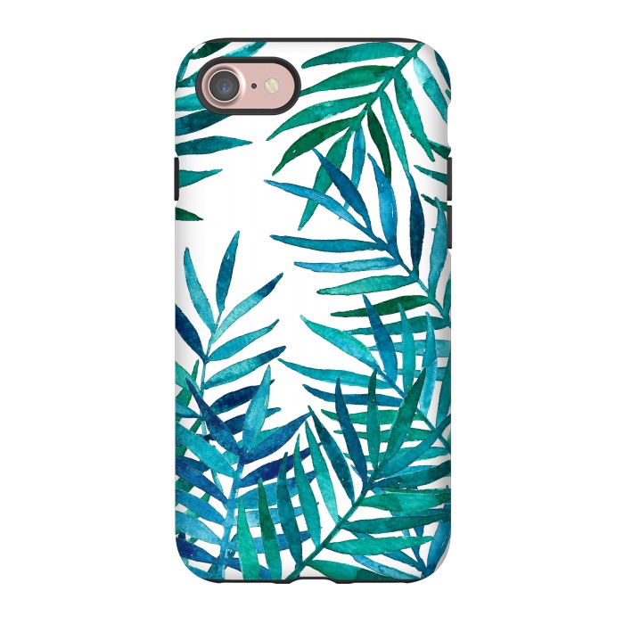 iPhone 7 StrongFit Watercolor Palm Leaves on White by Micklyn Le Feuvre