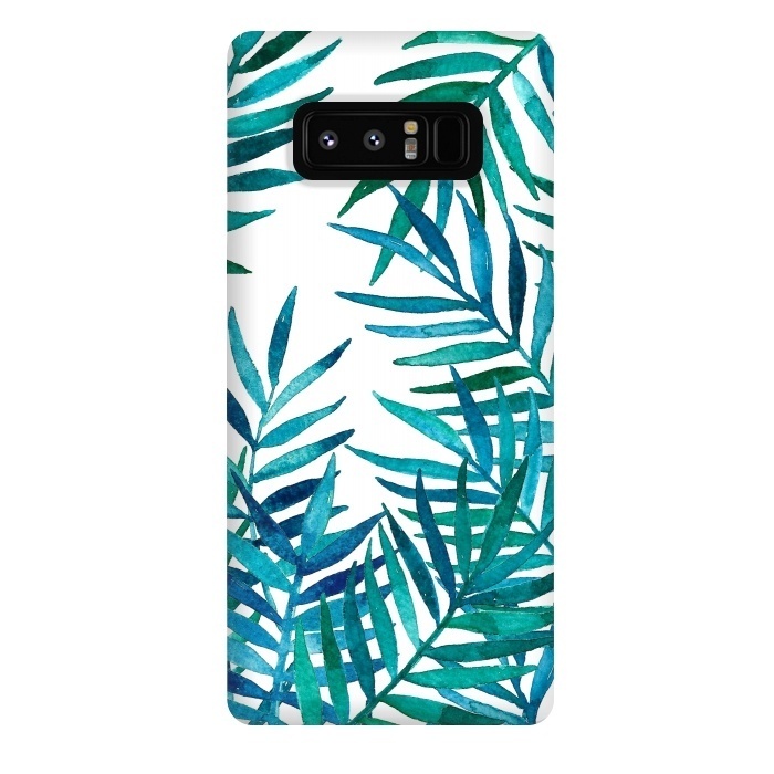 Galaxy Note 8 StrongFit Watercolor Palm Leaves on White by Micklyn Le Feuvre
