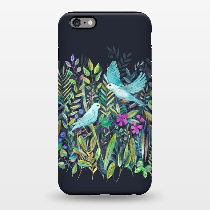 iPhone 6/6s plus StrongFit Little Garden Birds in Watercolor by Micklyn Le Feuvre