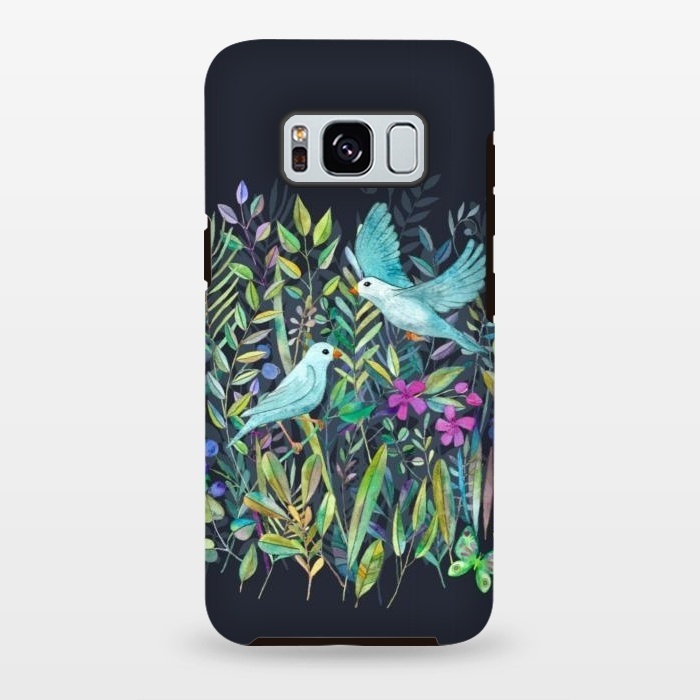 Galaxy S8 plus StrongFit Little Garden Birds in Watercolor by Micklyn Le Feuvre