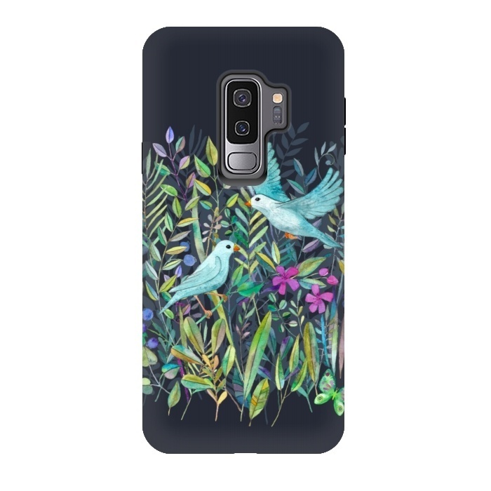 Galaxy S9 plus StrongFit Little Garden Birds in Watercolor by Micklyn Le Feuvre