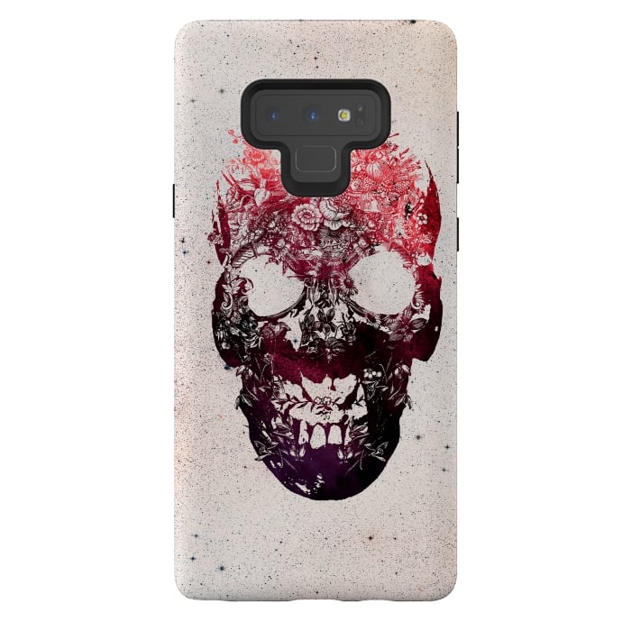 Galaxy Note 9 StrongFit Floral Skull by Ali Gulec