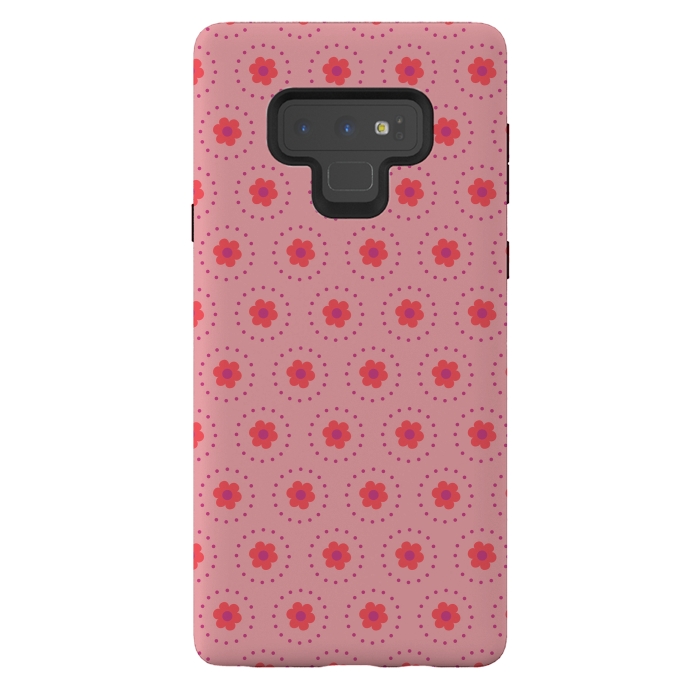 Galaxy Note 9 StrongFit Pink Circular Floral by Rosie Simons