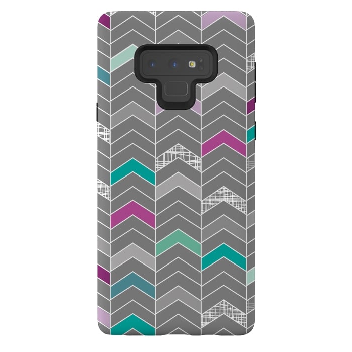 Galaxy Note 9 StrongFit Chevron Grey by Rosie Simons
