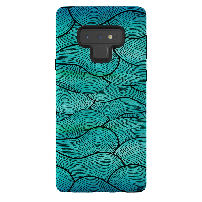 Galaxy Note 9 StrongFit Sea Waves Pattern by Pom Graphic Design