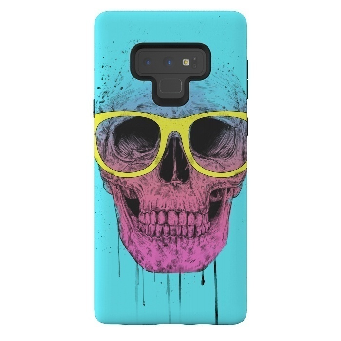 Galaxy Note 9 StrongFit Pop Art Skull With Glasses by Balazs Solti