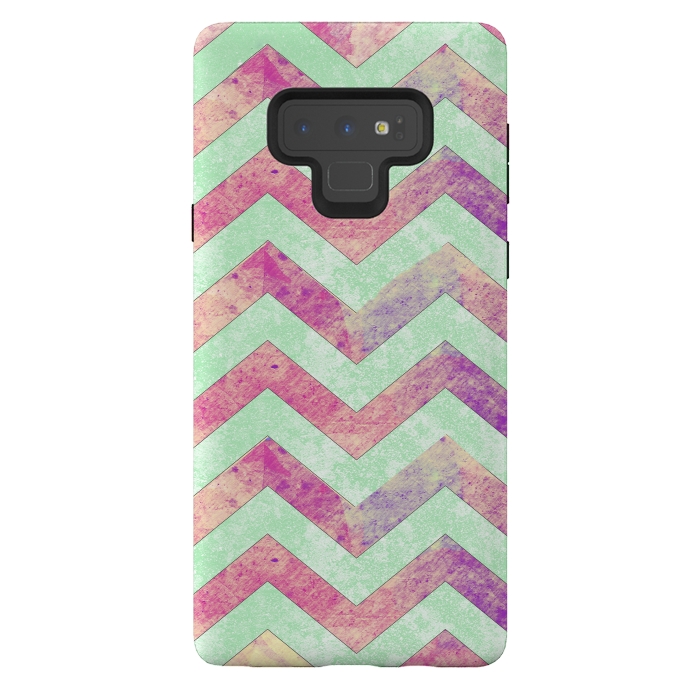Galaxy Note 9 StrongFit Mint Pink Watercolor Chevron by Girly Trend