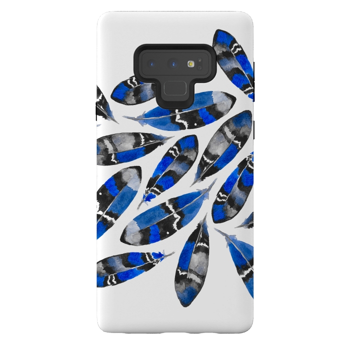 Galaxy Note 9 StrongFit Northern Feather Blue by Amaya Brydon