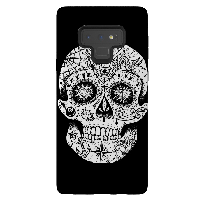 Galaxy Note 9 StrongFit Tattooed Skull by Mitxel Gonzalez