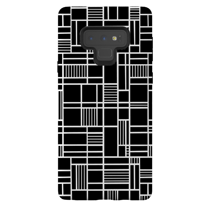Galaxy Note 9 StrongFit Map Outline Black 45 White by Project M