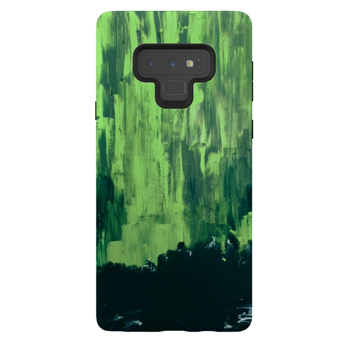 Galaxy Note 9 StrongFit Lime Green Northern Lights by ANoelleJay