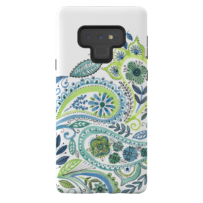 Galaxy Note 9 StrongFit Watercolour Paisley by Laura Grant
