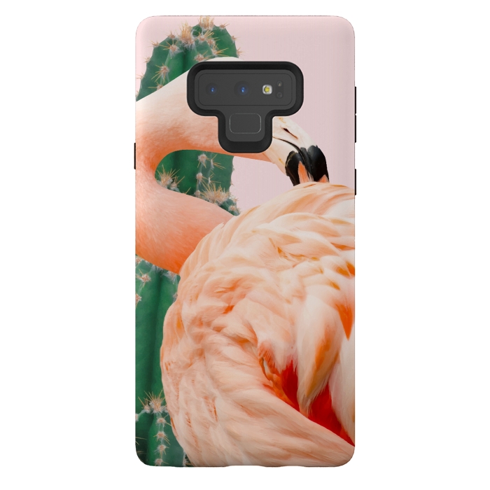 Galaxy Note 9 StrongFit Flamingo & Cactus by Uma Prabhakar Gokhale