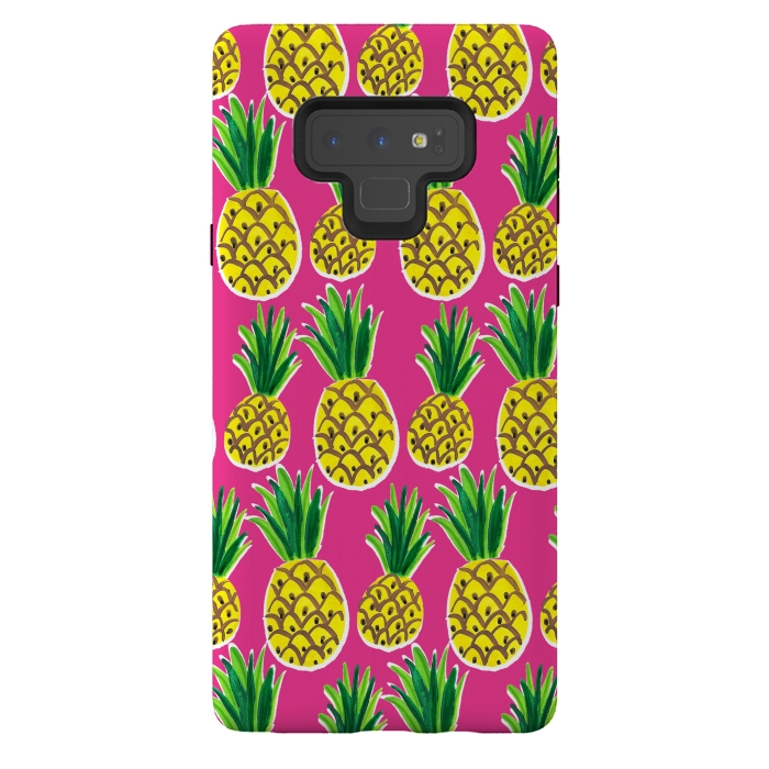 Galaxy Note 9 StrongFit Painted pineapples by Laura Grant