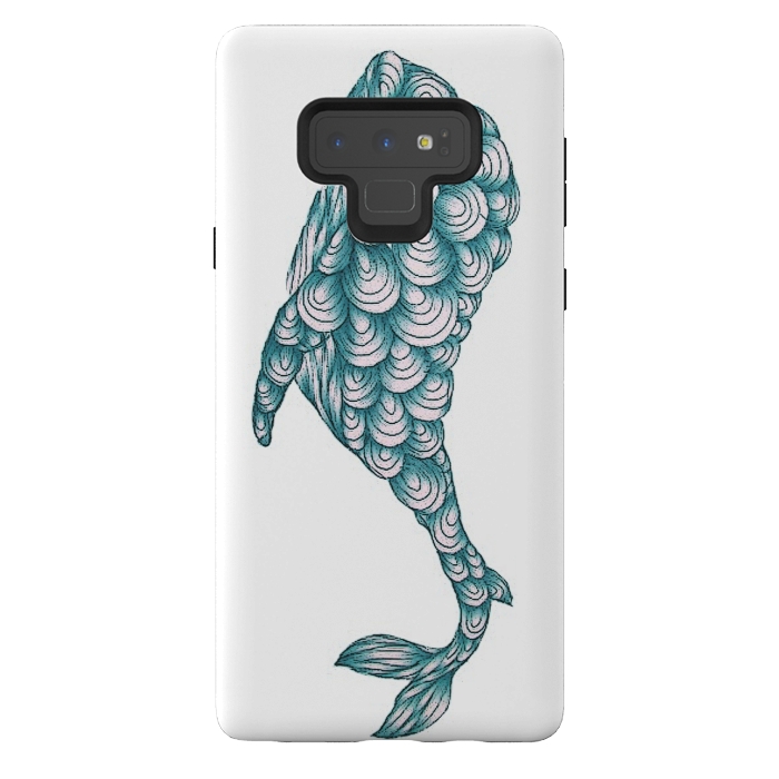 Galaxy Note 9 StrongFit Turquoise Whale by ECMazur 