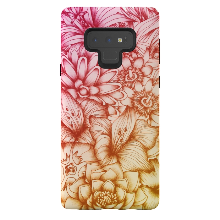 Galaxy Note 9 StrongFit Tropical Flowers by ECMazur 