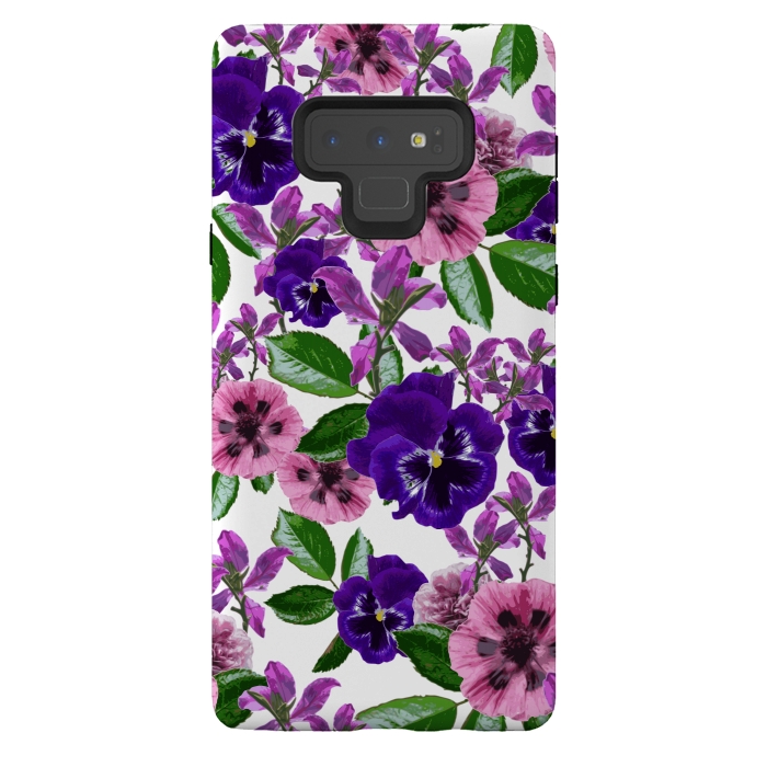 Galaxy Note 9 StrongFit White Floral Garden by Zala Farah
