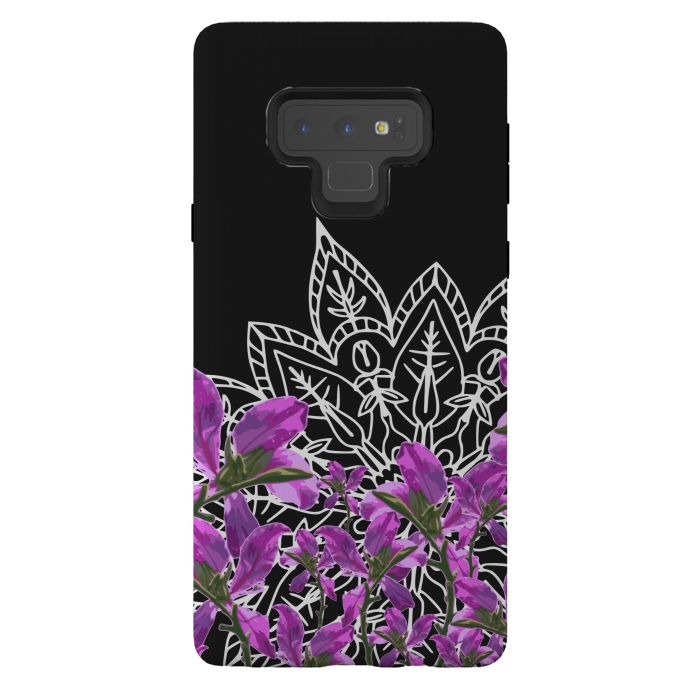 Galaxy Note 9 StrongFit Mandala + Purple Vines by Zala Farah