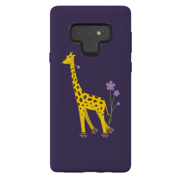 Galaxy Note 9 StrongFit Cute Funny Rollerskating Giraffe by Boriana Giormova