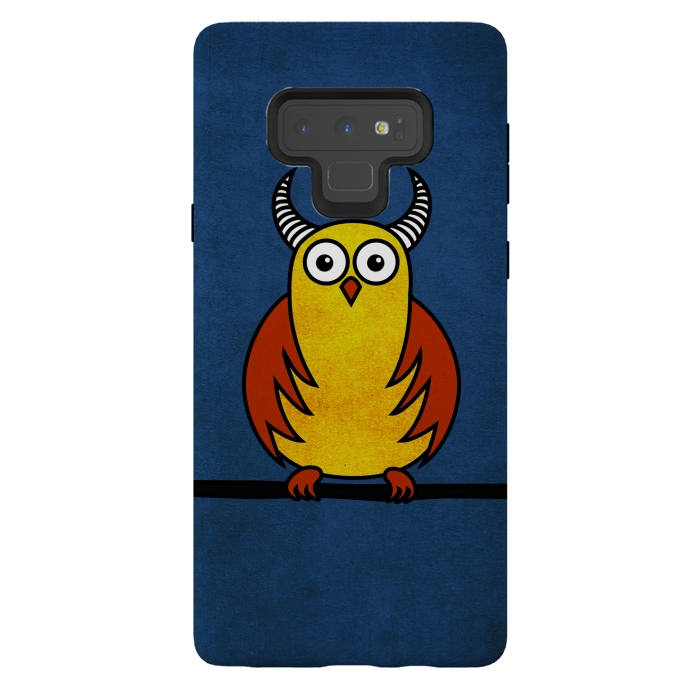 Galaxy Note 9 StrongFit Funny Cartoon Horned Owl by Boriana Giormova