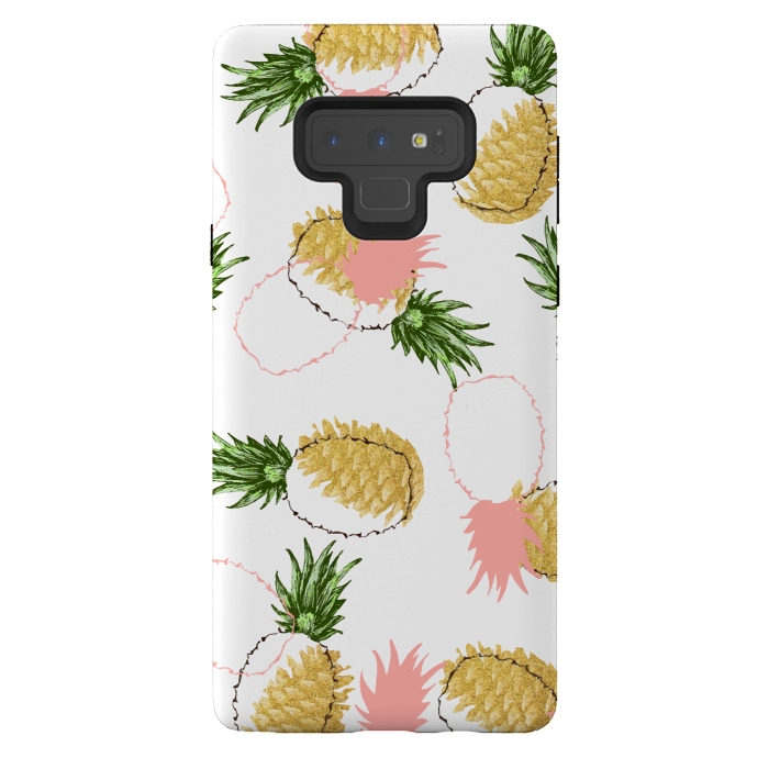 Galaxy Note 9 StrongFit Pineapples & Pine Cones by Uma Prabhakar Gokhale
