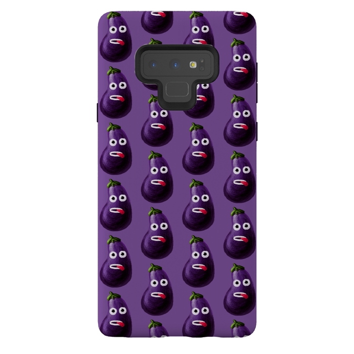 Galaxy Note 9 StrongFit Purple Funny Cartoon Eggplant Pattern by Boriana Giormova