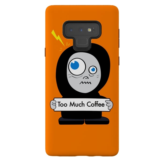 Galaxy Note 9 StrongFit Funny Cartoon Character Too Much Coffee by Boriana Giormova