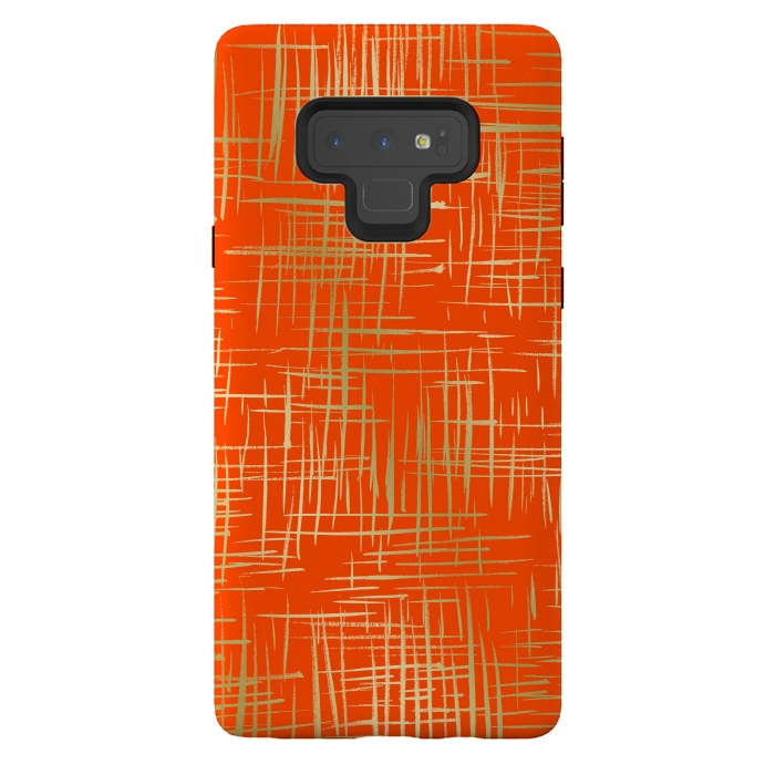 Galaxy Note 9 StrongFit Crosshatch Red by Caitlin Workman