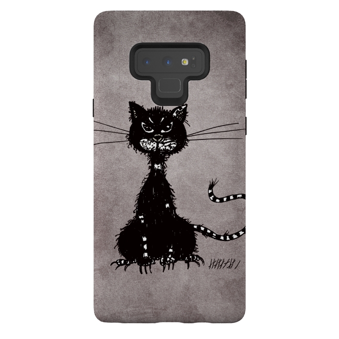 Galaxy Note 9 StrongFit Ragged Evil Black Cat by Boriana Giormova