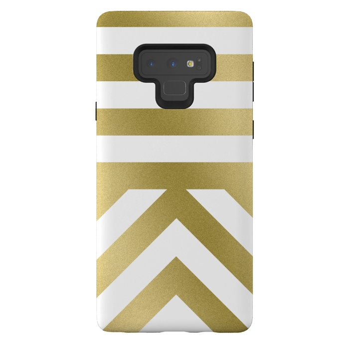 Galaxy Note 9 StrongFit Gold Chevron Stripes by Caitlin Workman