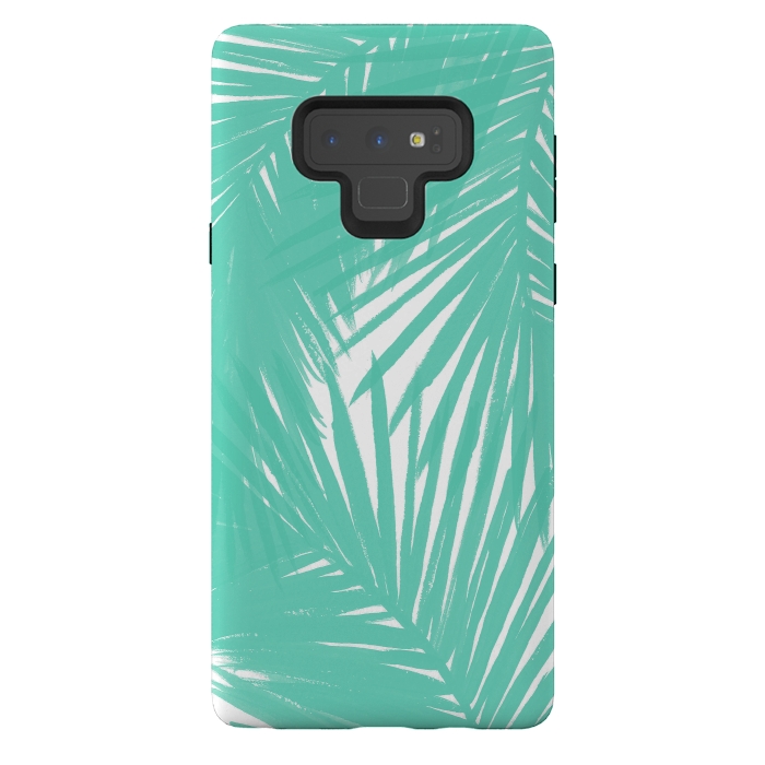Galaxy Note 9 StrongFit Palms Teal by Caitlin Workman