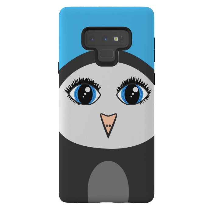 Galaxy Note 9 StrongFit Cute Cartoon Geometric Penguin Face by Boriana Giormova
