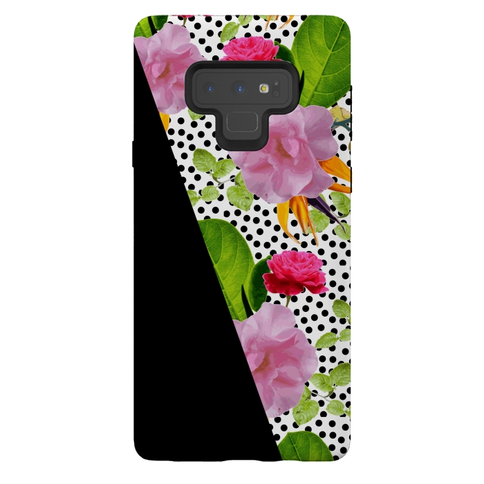 Galaxy Note 9 StrongFit Dark Floral Polka by Zala Farah