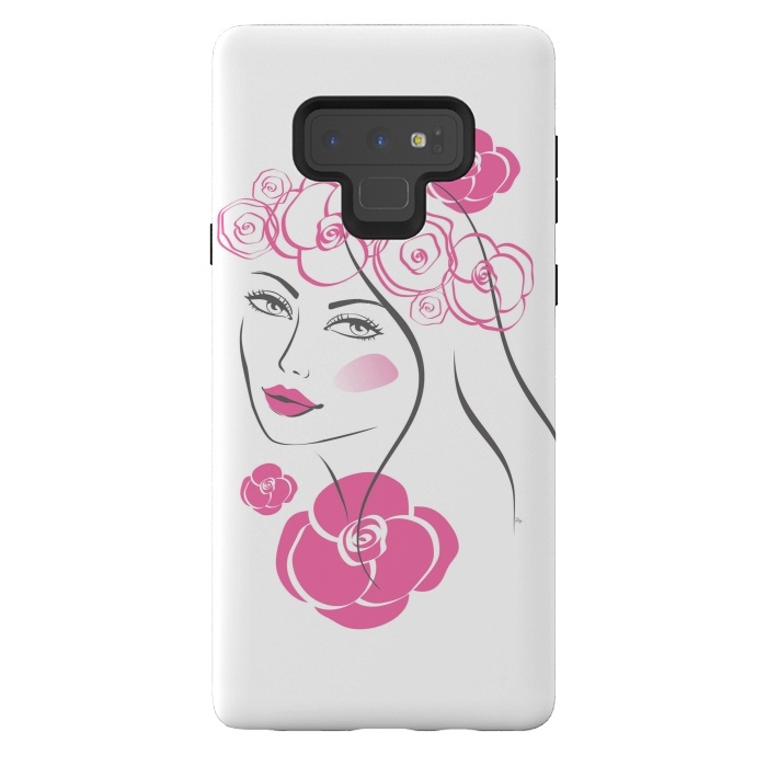 Galaxy Note 9 StrongFit Pink Rose Lady by Martina