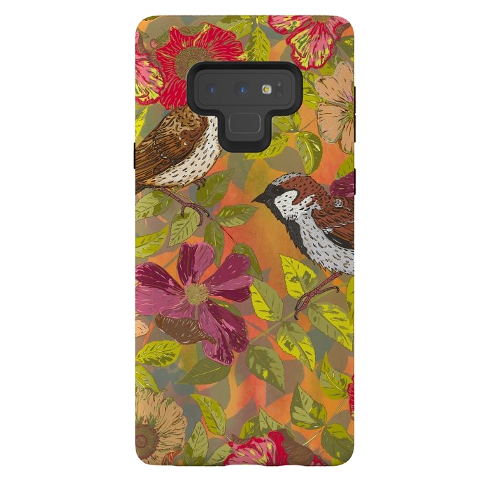 Galaxy Note 9 StrongFit Sparrow and Wild Rose by Lotti Brown