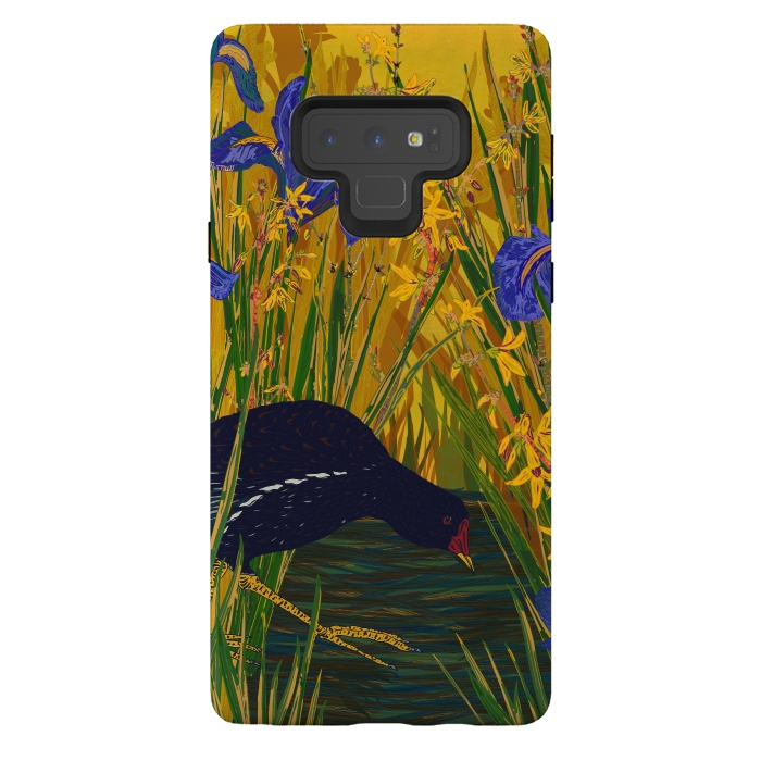 Galaxy Note 9 StrongFit Moorhen and Iris by Lotti Brown