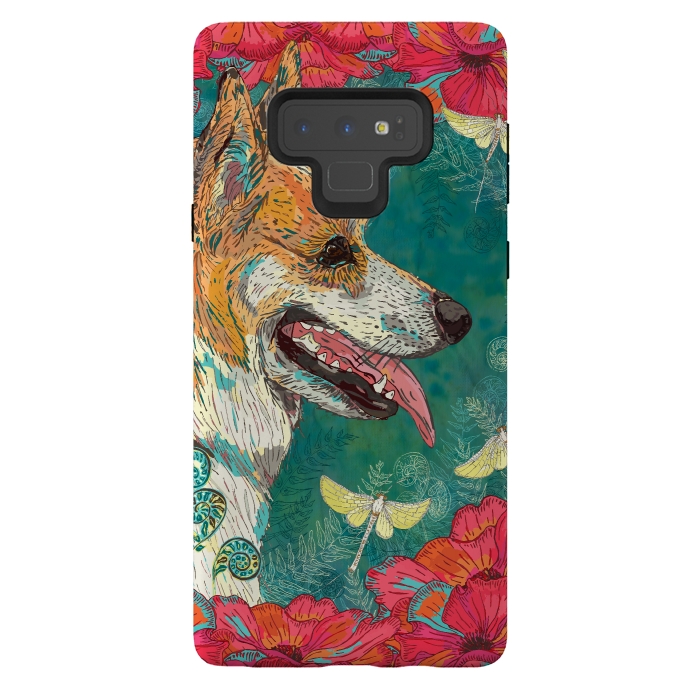 Galaxy Note 9 StrongFit Corgi and Fairies by Lotti Brown
