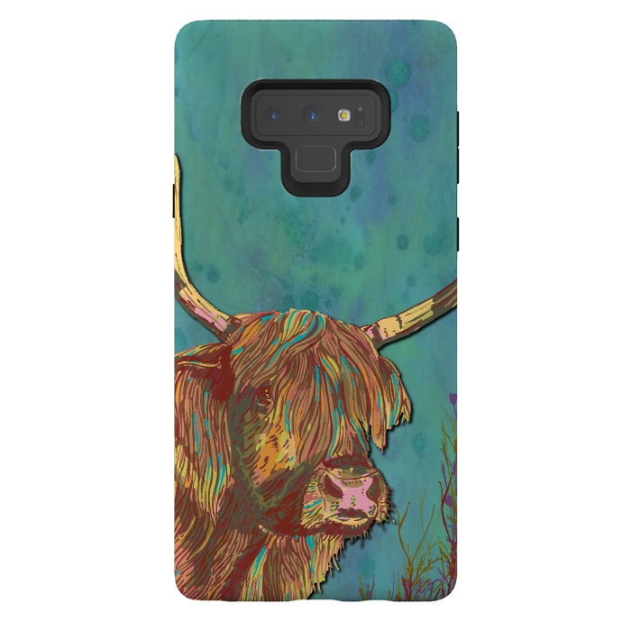 Galaxy Note 9 StrongFit Highland Cow by Lotti Brown