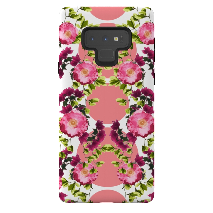 Galaxy Note 9 StrongFit Symmetrical Pink Floral Print by Zala Farah