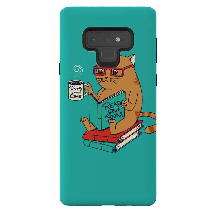 Galaxy Note 9 StrongFit Cat coffee and books by Coffee Man