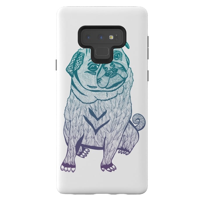 Galaxy Note 9 StrongFit Duotone pug by Pom Graphic Design