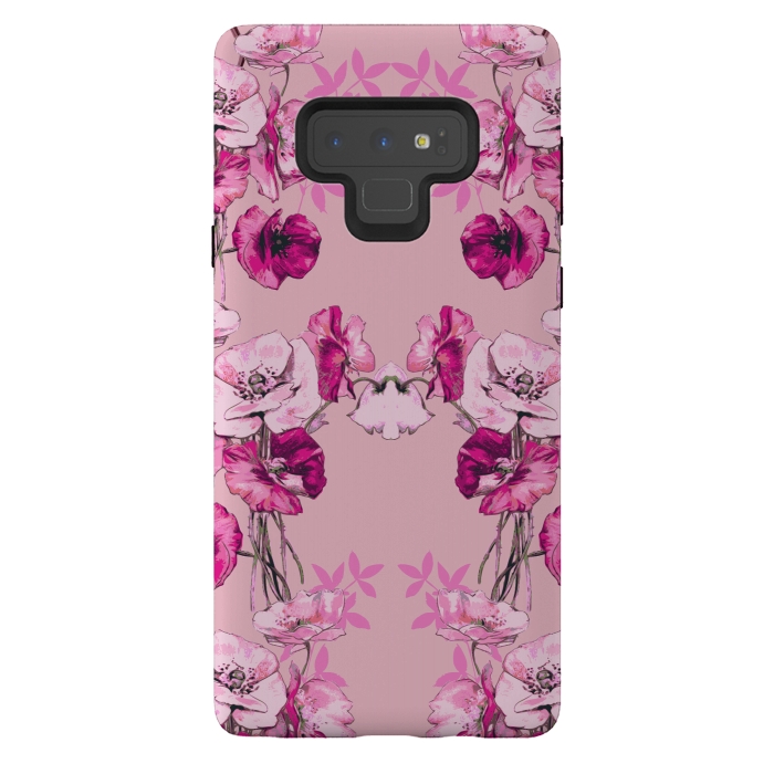 Galaxy Note 9 StrongFit Dramatic Florals (Pink) by Zala Farah