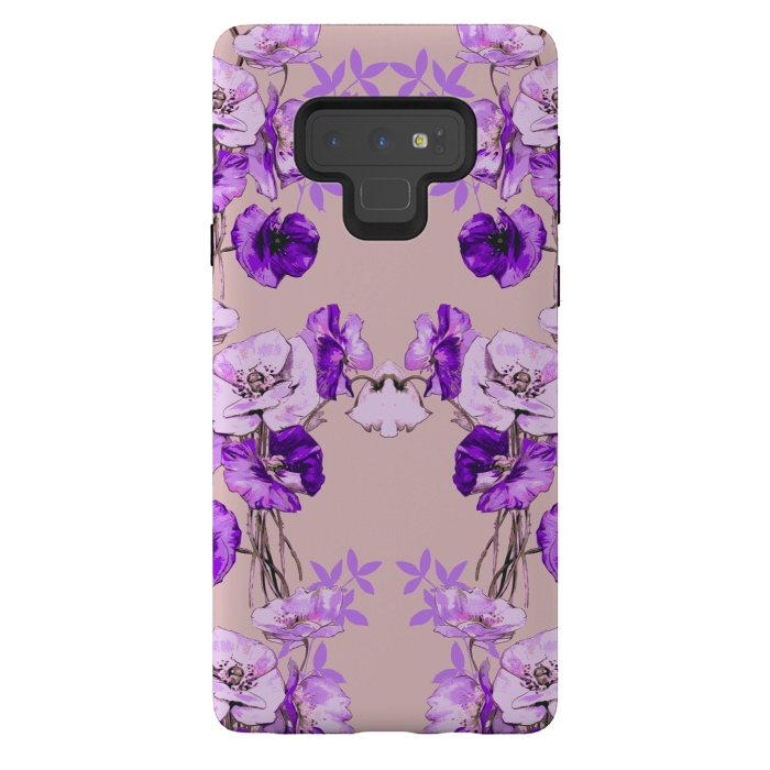 Galaxy Note 9 StrongFit Dramatic Florals (Purple) by Zala Farah