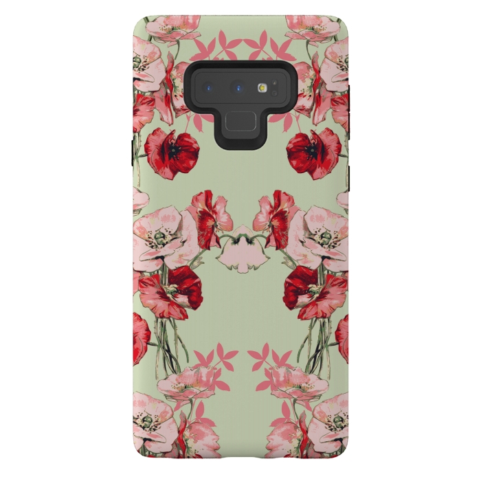 Galaxy Note 9 StrongFit Dramatic Florals (Red) by Zala Farah
