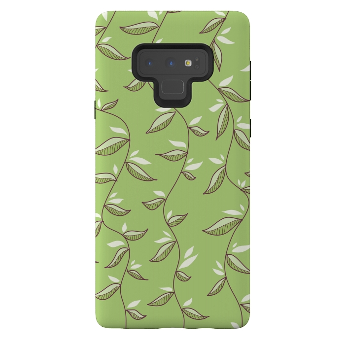 Galaxy Note 9 StrongFit Green Leaves And Lianas Pattern by Boriana Giormova