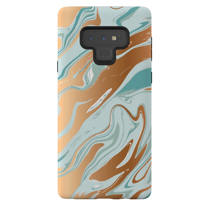 Galaxy Note 9 StrongFit Liquid Green Marble and Gold 006 by Jelena Obradovic