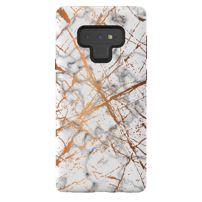 Galaxy Note 9 StrongFit Marble Texture and Gold Splatter 039 by Jelena Obradovic