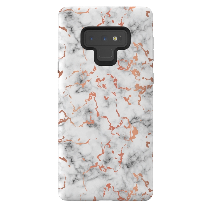 Galaxy Note 9 StrongFit Marble Texture with Copper Splatter 041 by Jelena Obradovic